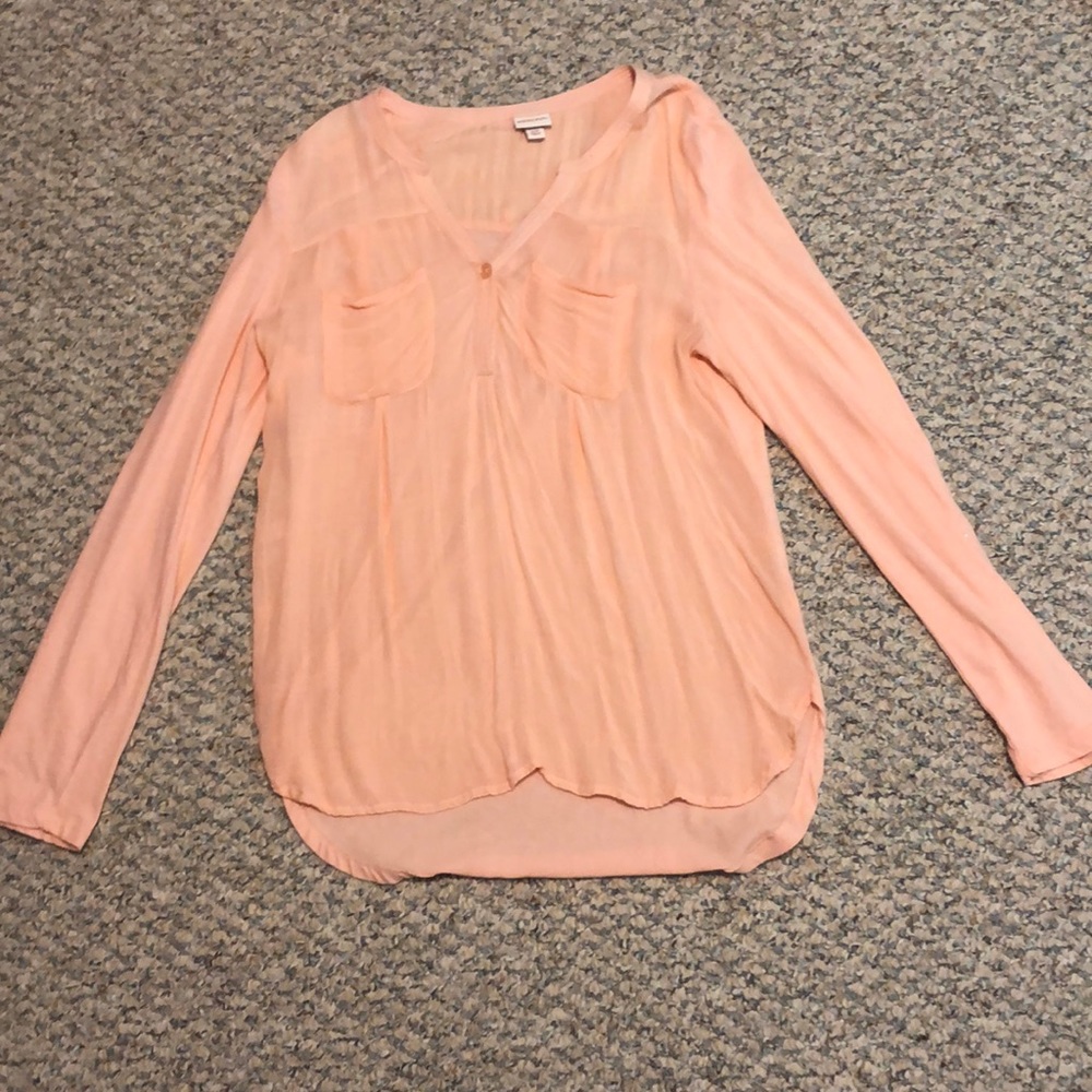 A Merona sheer peach top.